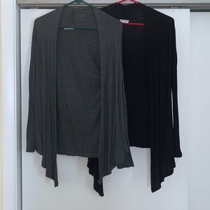 Free To Live | Set of 2 Open High/Low Cardigans (Charcoal & Black) | EUC